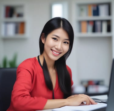 A satisfied customer smiling next to neatly arranged Makita tools in a store.