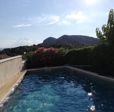 Schwimmbad mit Aussicht, Le Barroux Provence Gîte