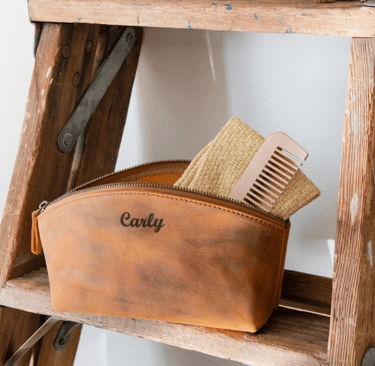 Personalized Leather Make-Up Bag