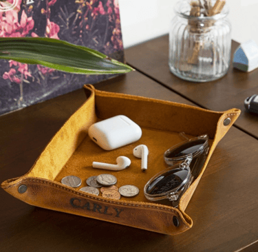 Personalized Leather Catchall Valet