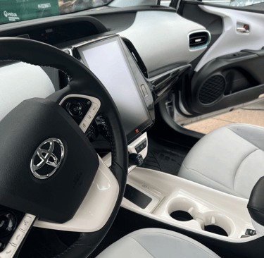 Immaculate car interior with sanitized surfaces and a fresh scent
