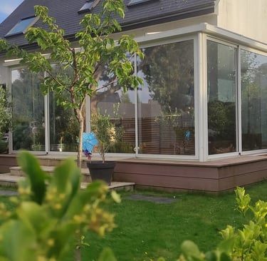 Film anti-chaleur et intimité posé sur véranda Morbihan — Heol Film