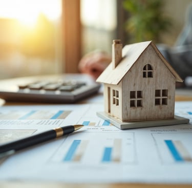 advogado fazendo cálculos imobiliários com caneta e calculadora