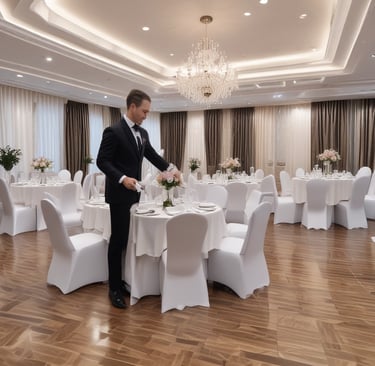 a man in a suit and tie is preparing to serve a 