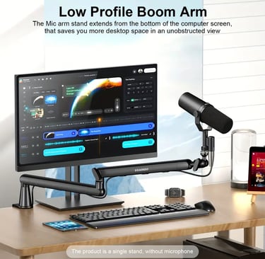 Brazo micrófono para creadores de contenido y streaming.