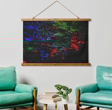 Black texture wood topped wall tapestry from zazzel