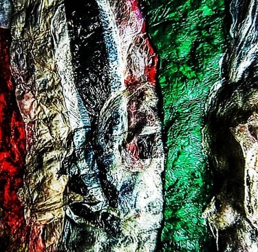 Recycle plastic ironed collage,abstract art image from texture of recycled plastic