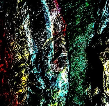 Half pace image art, from collage of recycled plastic