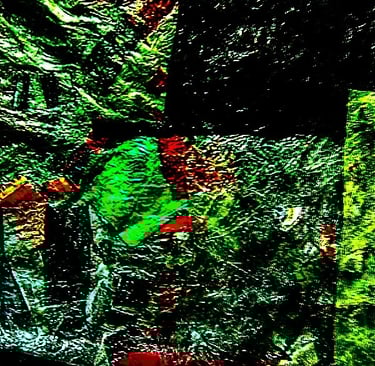 Recycled plastic collage  photo stock in the dark image