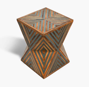 Custom handcrafted table combining bone inlay, walnut, arar wood, and resin – durable and elegant