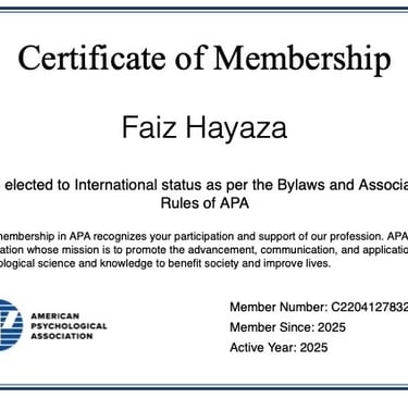 Faiz Hayaza is registered as a American Psychological Association member