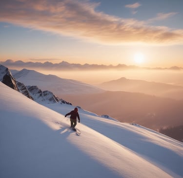 A person with long dark hair stands outdoors, holding a guidebook while wearing a white jacket and gray backpack. They are surrounded by a snowy landscape with patches of grass and a mountain in the distance under a clear blue sky.