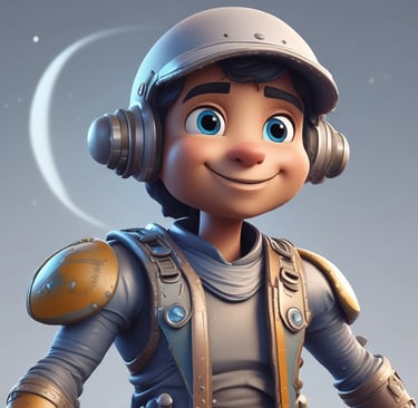 a cartoon character of Nine Planets Barista, Luna Voyager