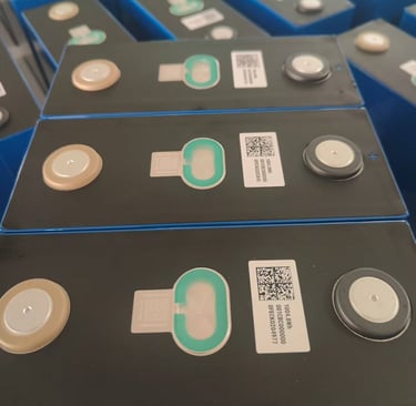detail of LiFePO4 prismatic battery cells