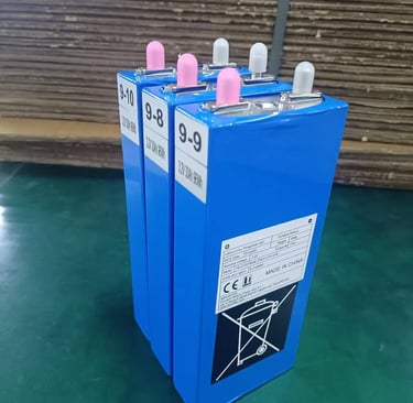 detail of LiFePO4 prismatic battery cells