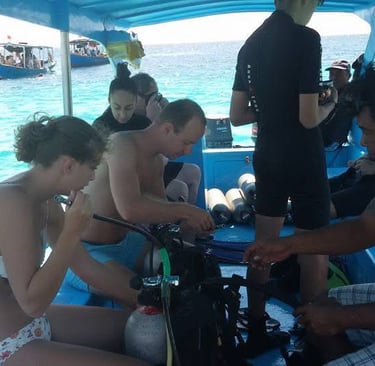 PADI course dive prep in Lovina #DiveTraining #SunriseDiveBali #ScubaCourse