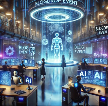 a group of people sitting at desks in a room