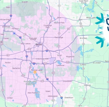 Snow Removal Service Map for Akron Area 