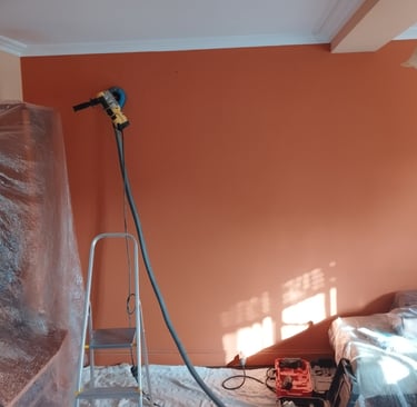 abertura do furo de parede com 80cm  com aspiração do pó