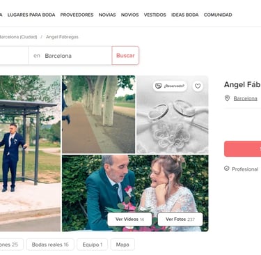 Fotógrafo de Bodas en Barcelona en el portalde bodas Bodas.net