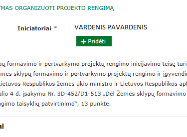 Projekto rengimo iniciatorius