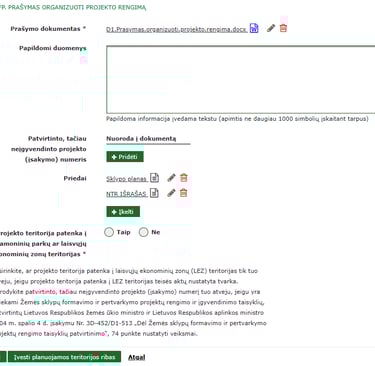 Pridedami dokumentai: Sklypo planas, NTR išrašas