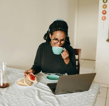 budgeting and enjoying coffee