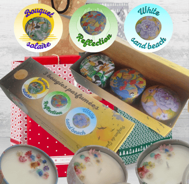 Scented candle collection low price, boxes of 3 candles