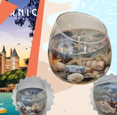 artistic and scented candle Pornic France on the jade coast of the Atlantic Ocean; fantasy collectio