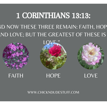 faith, hope, love, chickndude