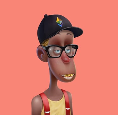 Cartoon Toker with glass, a weed grill and an Ethereum hat