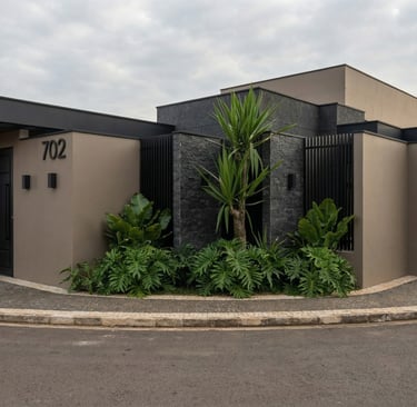 Fachada de residência térrea de 138 m² em Cravinhos/SP — Residência Z