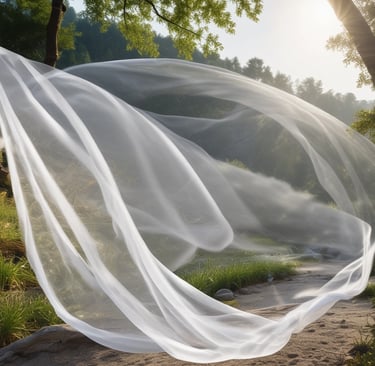 Sunlight streaming through a window with a curtain gently blowing in the breeze.