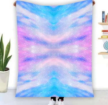 a blanket with a colorful galaxy style
