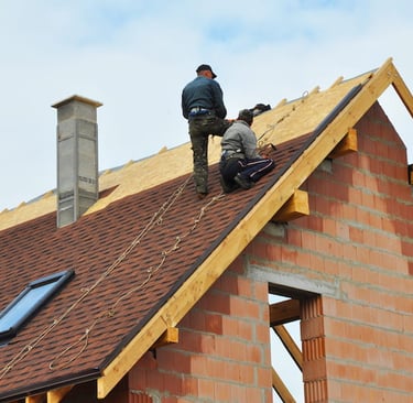 a man standing on a roof top with a roof top