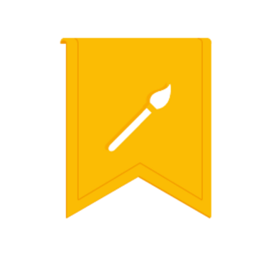 a yellow banner with a paintbrush and a paintbrush