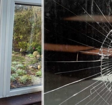 fogged glass and broken glass