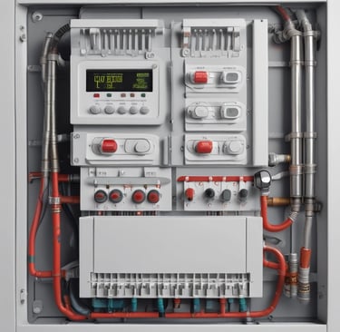 Central heating control panel. Home central heating system control panel in closeup view