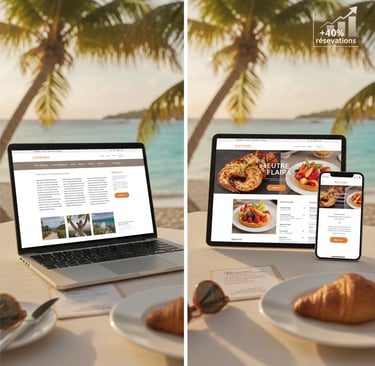 Avant/après : site brochure vs site orienté conversion pour restaurant à Saint‑Martin/St‑Barth