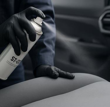 Application d’un traitement hydrophobe sur sièges de voiture pour protéger le tissu contre les taches et faciliter l’entretie