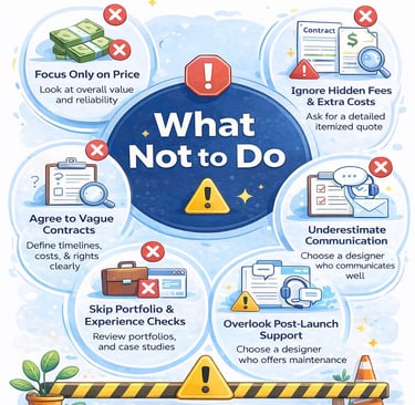 Infographic on what not to do when hiring a web designer