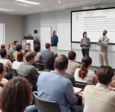 Fagpersoner i intensiv dialog under et heldagskursus om selvskade med fokus på fordybelse og praksis