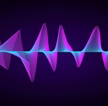 a sound waveform with a blue and purple background