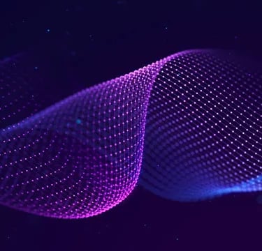 a wave of blue and purple lines on a dark background