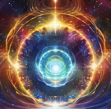 uma espiral colorida com uma estrela no centro