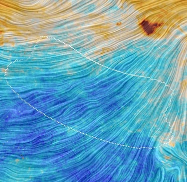 an abstract image of waves with shades of blue and yellow