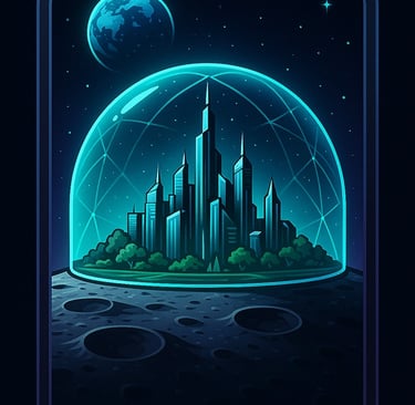 Metasign City Lunar NFT image green and blue 
