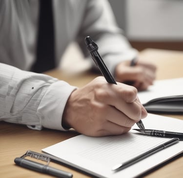 A close-up of hands writing notes during a workshop, showcasing active participation.