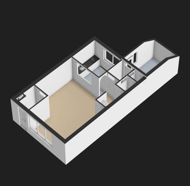 3D-visualisatie van dezelfde woning als plattegrond