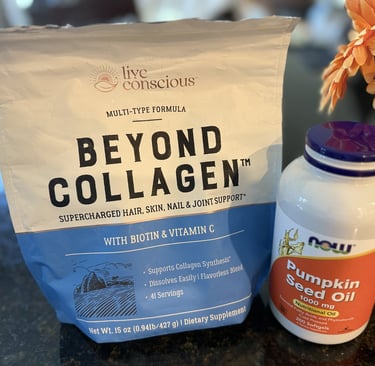 collagen peptides powder and pumpkin seed oil supplements for healthy hair growth